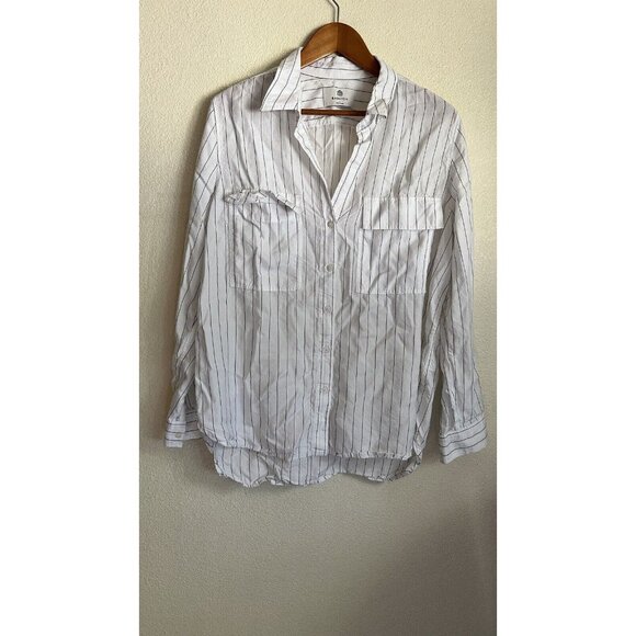 Babaton from Aritiza Women's White, Black Striped Button Up Blouse Size Large - Picture 2 of 4